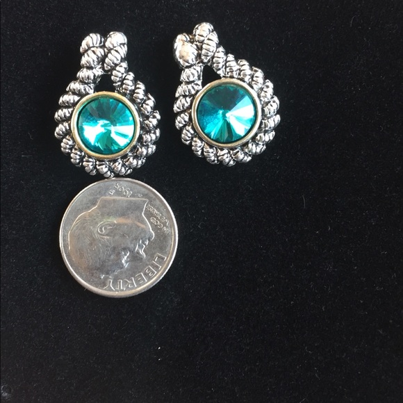 Coco Carmen Drop Earrings Silver w/ Blue Crystal - Picture 4 of 8